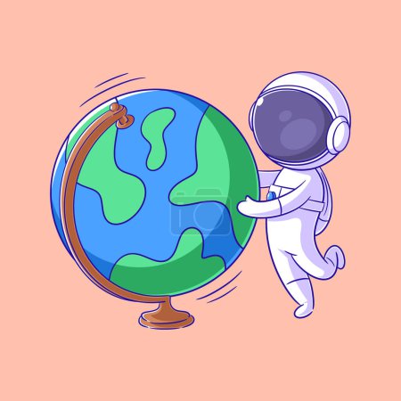 Illustration for Astronaut is beside the globle ball - Royalty Free Image