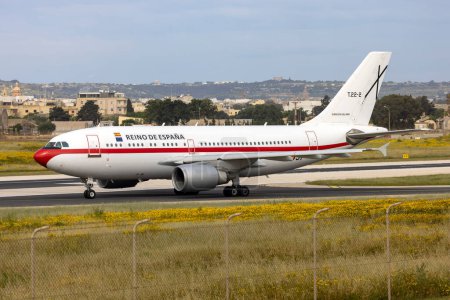 Photo for Luqa, Malta - April 4, 2023: Spanish Air Force Airbus A310-304 (REG: T.22-2) returning from an official visit to Malta. - Royalty Free Image
