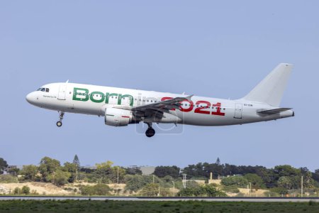 Photo for Luqa, Malta - October 8, 2023: ITA Airways Airbus A320-216 (REG: EI-EIB) in the special Born in 2021 livery. - Royalty Free Image