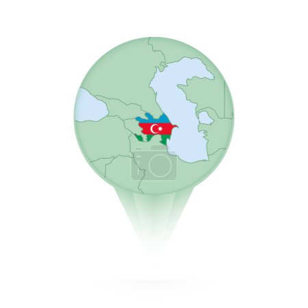 Téléchargez les illustrations : Azerbaïdjan carte, icône de l'emplacement élégant avec Azerbaïdjan carte et drapeau. - en licence libre de droit