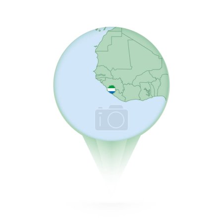 Ilustración de Sierra Leona mapa, ubicación elegante icono con Sierra Leona mapa y bandera. - Imagen libre de derechos
