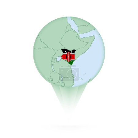 Kenya map, stylish location icon with Kenya map and flag.
