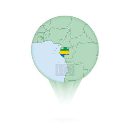 Ilustración de Gabón mapa, elegante ubicación icono con Gabón mapa y bandera. - Imagen libre de derechos