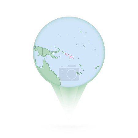 Ilustración de Mapa de Islas Salomón, icono de ubicación con estilo Solomon Islands mapa y bandera. - Imagen libre de derechos