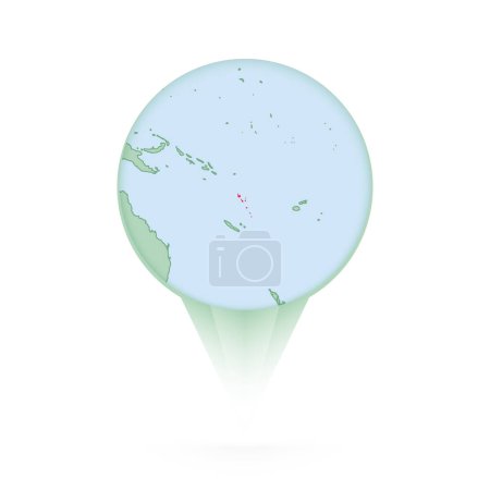 Illustration for Vanuatu map, stylish location icon with Vanuatu map and flag. - Royalty Free Image