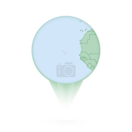 Illustration for Cape Verde map, stylish location icon with Cape Verde map and flag. - Royalty Free Image