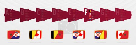 Illustration for Versus icons of all Group F matches, Football Competition 2022 icon set. Vector collection. - Royalty Free Image