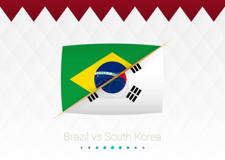 Illustration for National football team Brazil vs South Korea, Round of 16. Soccer 2022 match versus icon. Vector illustration. - Royalty Free Image