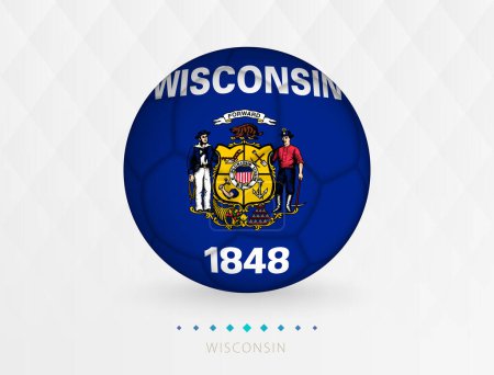 Ilustración de Pelota de fútbol con patrón de bandera de Wisconsin, pelota de fútbol con bandera de Wisconsin. - Imagen libre de derechos