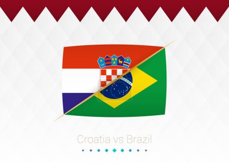 Illustration for National football team Croatia vs Brazil, Quarter finals. Soccer 2022 match versus icon. Vector illustration. - Royalty Free Image