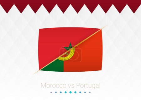 Illustration for National football team Morocco vs Portugal, Quarter finals. Soccer 2022 match versus icon. Vector illustration. - Royalty Free Image