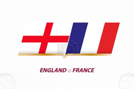 Illustration for England vs France in Football Competition, Quarter finals. Versus icon on Football background. Sport vector icon. - Royalty Free Image