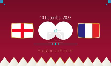Illustration for England vs France football match in Quarter finals, international soccer competition 2022. Versus icon. - Royalty Free Image