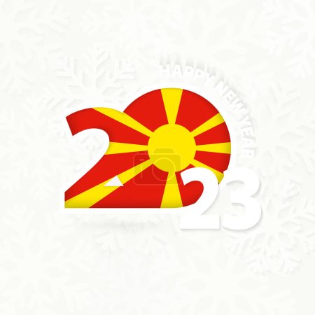 Nouvel An 2023 pour la Macédoine sur fond de flocons de neige.