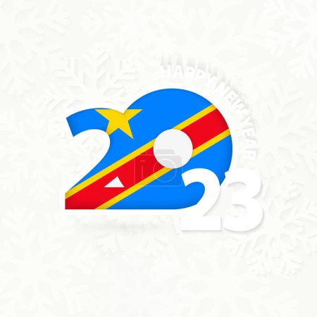Illustration for New Year 2023 for DR Congo on snowflake background. - Royalty Free Image