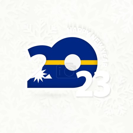 Téléchargez les illustrations : Nouvel An 2023 pour Nauru sur fond de flocon de neige. - en licence libre de droit