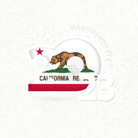 Téléchargez les illustrations : Nouvel An 2023 pour la Californie sur fond de flocon de neige. - en licence libre de droit