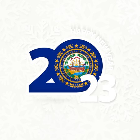 Illustration for New Year 2023 for New Hampshire on snowflake background. - Royalty Free Image