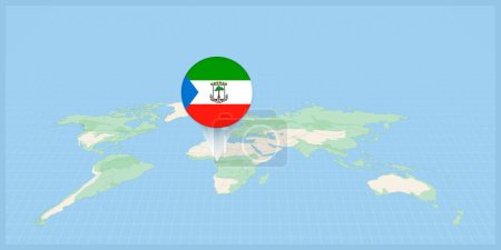 Téléchargez les illustrations : Location of Equatorial Guinea on the world map, marked with Equatorial Guinea flag pin. - en licence libre de droit