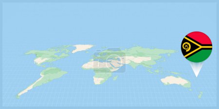 Téléchargez les illustrations : Location of Vanuatu on the world map, marked with Vanuatu flag pin. - en licence libre de droit