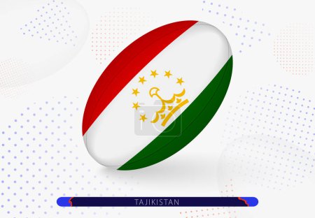 Téléchargez les illustrations : Rugby ball with the flag of Tajikistan on it. Equipment for rugby team of Tajikistan. - en licence libre de droit