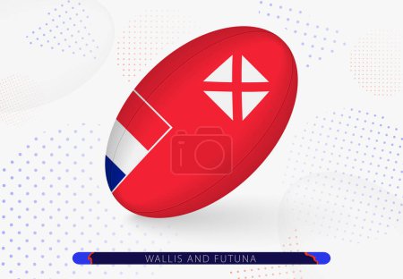 Téléchargez les illustrations : Balle de rugby avec le drapeau de Wallis et Futuna dessus. Equipement pour l'équipe de rugby de Wallis et Futuna. - en licence libre de droit