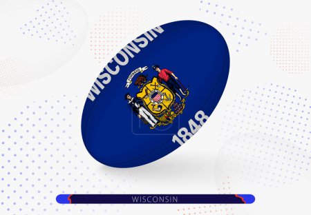Ilustración de Pelota de rugby con la bandera de Wisconsin. Equipo para el equipo de rugby de Wisconsin. - Imagen libre de derechos