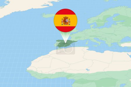 Ilustración de Mapa ilustrativo de España con la bandera. Ilustración cartográfica de España y países vecinos. - Imagen libre de derechos
