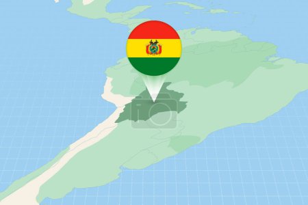 Téléchargez les illustrations : Illustration de carte de la Bolivie avec le drapeau. Illustration cartographique de la Bolivie et des pays voisins. - en licence libre de droit