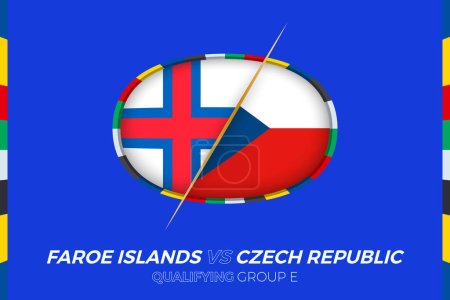 Ilustración de Islas Feroe vs República Checa icono para la clasificación torneo de fútbol europeo, grupo E. - Imagen libre de derechos