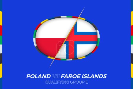 Ilustración de Polonia vs Islas Feroe icono para la clasificación torneo de fútbol europeo, grupo E. - Imagen libre de derechos