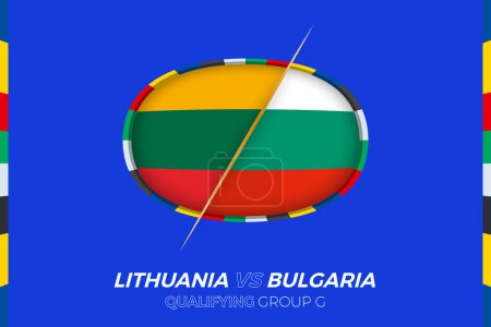Ilustración de Lituania vs Bulgaria icono para la clasificación torneo de fútbol europeo, grupo G. - Imagen libre de derechos