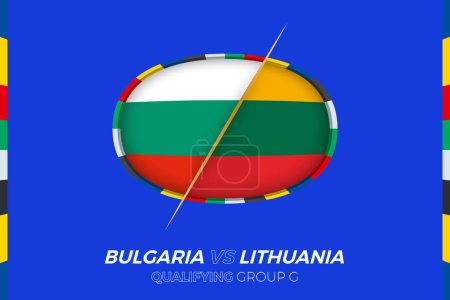 Ilustración de Bulgaria vs Lituania icono para la clasificación torneo de fútbol europeo, grupo G. - Imagen libre de derechos