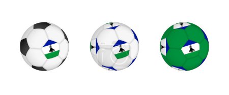 Ilustración de Colección pelota de fútbol con la bandera de Lesotho. Equipo de fútbol maqueta con bandera en tres configuraciones distintas. - Imagen libre de derechos