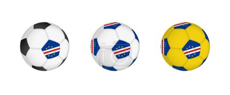 Ilustración de Colección pelota de fútbol con bandera de Cabo Verde. Equipo de fútbol maqueta con bandera en tres configuraciones distintas. - Imagen libre de derechos