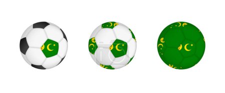 Ilustración de Colección pelota de fútbol con la bandera de las Islas Cocos. Equipo de fútbol maqueta con bandera en tres configuraciones distintas. - Imagen libre de derechos