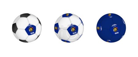 Ilustración de Colección de pelota de fútbol con la bandera de Wisconsin. Equipo de fútbol maqueta con bandera en tres configuraciones distintas. - Imagen libre de derechos