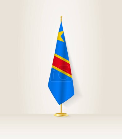 Illustration for DR Congo flag on a flag stand. - Royalty Free Image