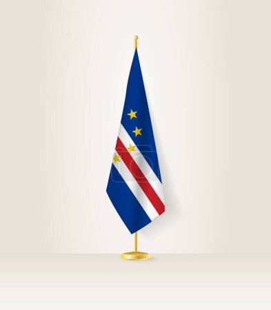Ilustración de Bandera de Cabo Verde en un puesto de bandera. - Imagen libre de derechos