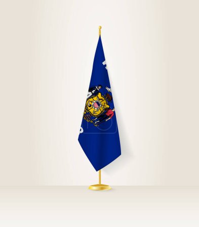 Ilustración de Bandera de Wisconsin en un puesto de bandera. - Imagen libre de derechos