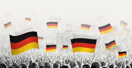 Illustration for Abstract crowd with flag of Germany. Peoples protest, revolution, strike and demonstration with flag of Germany. - Royalty Free Image