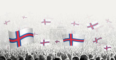 Illustration for Abstract crowd with flag of Faroe Islands. Peoples protest, revolution, strike and demonstration with flag of Faroe Islands. - Royalty Free Image