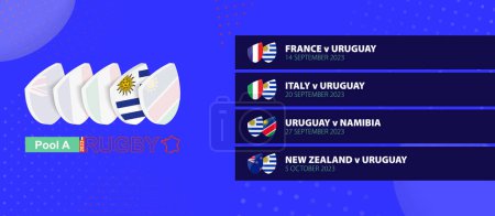 Illustration for Uruguay rugby national team schedule matches in group stage of international rugby competition. - Royalty Free Image