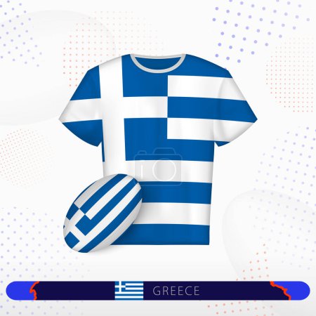 Illustration for Greece rugby jersey with rugby ball of Greece on abstract sport background. - Royalty Free Image