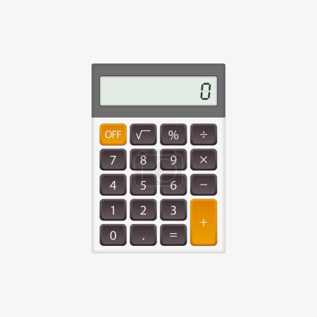 Vector calculator with gray and orange buttons on white background. Vector illustration.