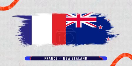 Illustration for France vs New Zealand, international rugby match illustration in brushstroke style. Abstract grungy icon for rugby match. - Royalty Free Image