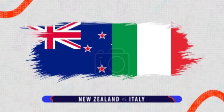 Illustration for New Zealand vs Italy, international rugby match illustration in brushstroke style. Abstract grungy icon for rugby match. - Royalty Free Image