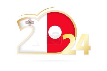Téléchargez les illustrations : Année 2024 avec Malte Modèle de drapeau. - en licence libre de droit