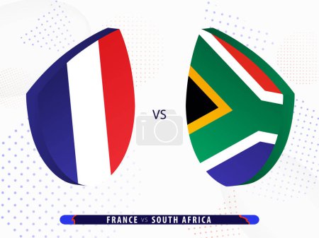 Illustration for France vs South Africa quarter-final rugby match, international rugby competition 2023. Template for world tournament. - Royalty Free Image