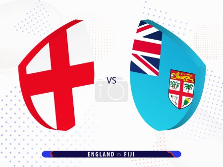 Illustration for England vs Fiji quarter-final rugby match, international rugby competition 2023. Template for world tournament. - Royalty Free Image